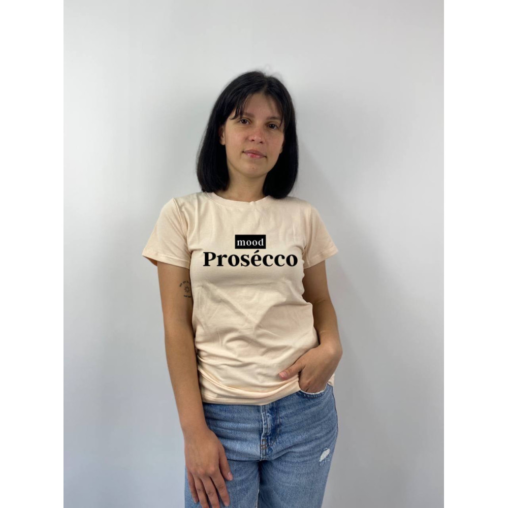 Жіноча футболка з принтом "Mood Prosecco", М, Таш (1410)
