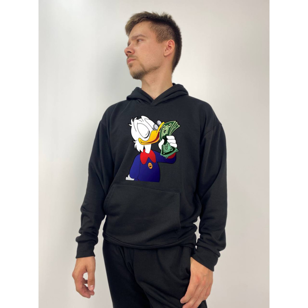 Чоловічий худі без флісу з принтом "Дональд Дак" Oversize XL\2XL, Чорний (1463)