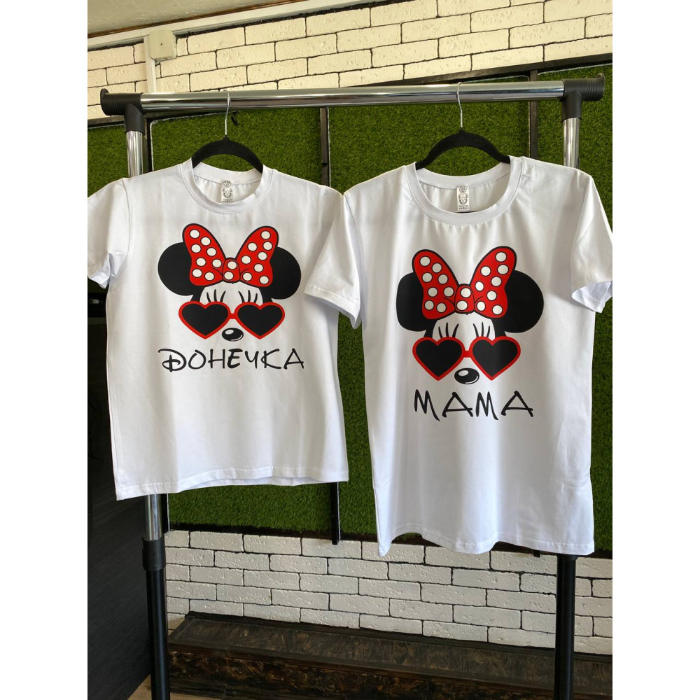 Футболки парні "Донечка\Мама", 140, XXL, Білий (2634)